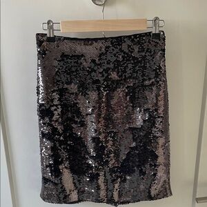 Ann Taylor Factory Black and Silver Sequin Pencil Skirt
